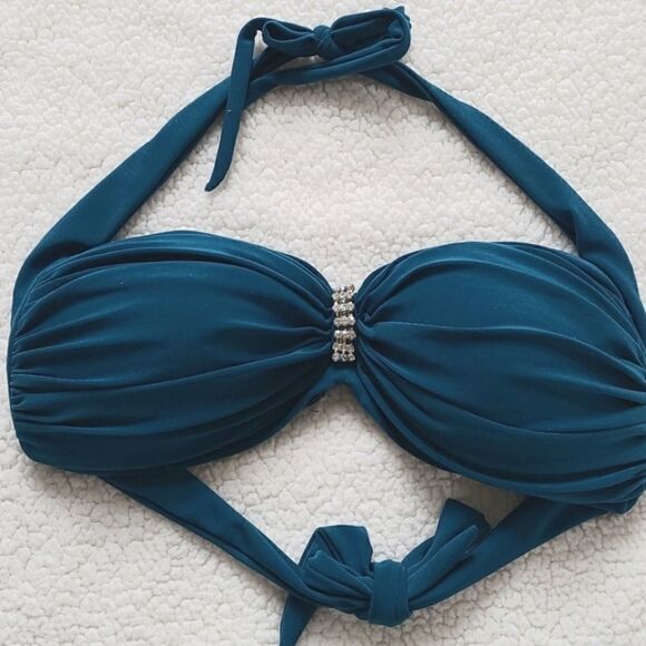 Blue Rhinestone top with mini skirt by Pleasure Zone Size S - Picture 2 of 7